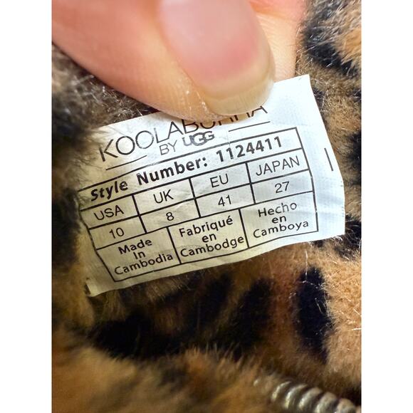 UGG Koolaburra Aribel Short Folding‎ Boots Leopard Animal Print Black Womens 10 - Picture 9 of 11